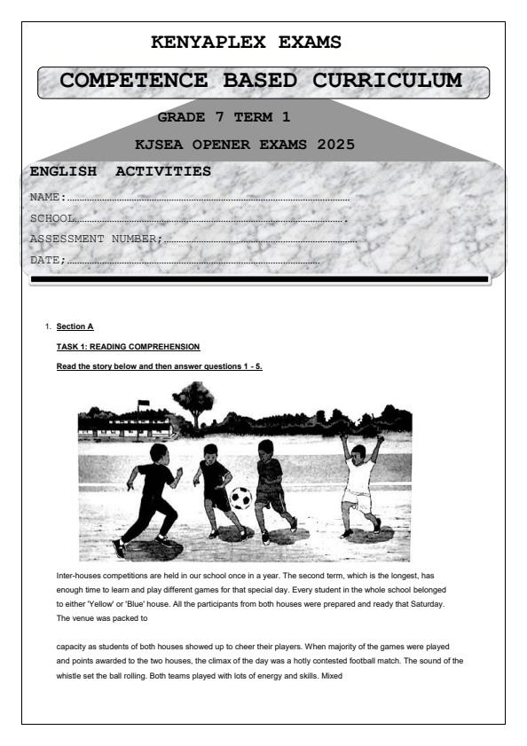 Preview page Grade-7-English-Term-1-Opener-Exam-2025_3451_0.jpg