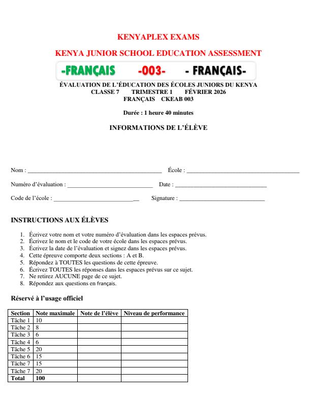Preview page Grade-7-French-End-Term-1-Exam-2026_5365_0.jpg