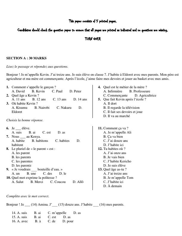 Preview page Grade-7-French-End-Term-1-Exam-2026_5365_1.jpg