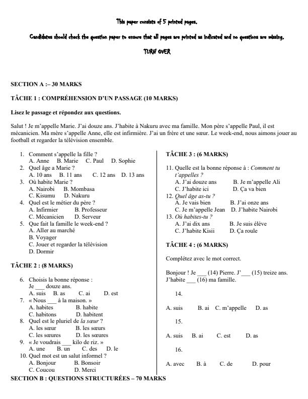Preview page Grade-7-French-Mid-Term-1-Exam-2026_5067_1.jpg