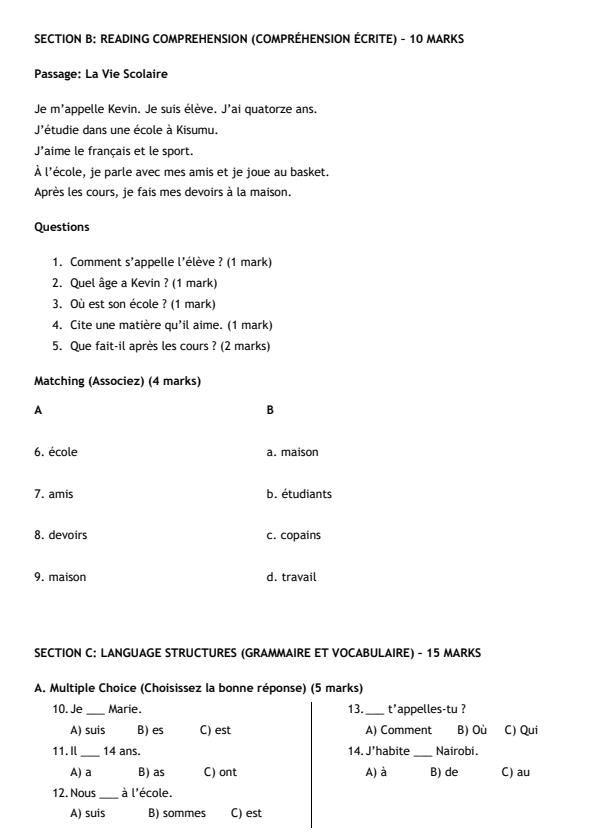 Preview page Grade-7-French-Mid-Term-2-Exam-2026_5866_1.jpg
