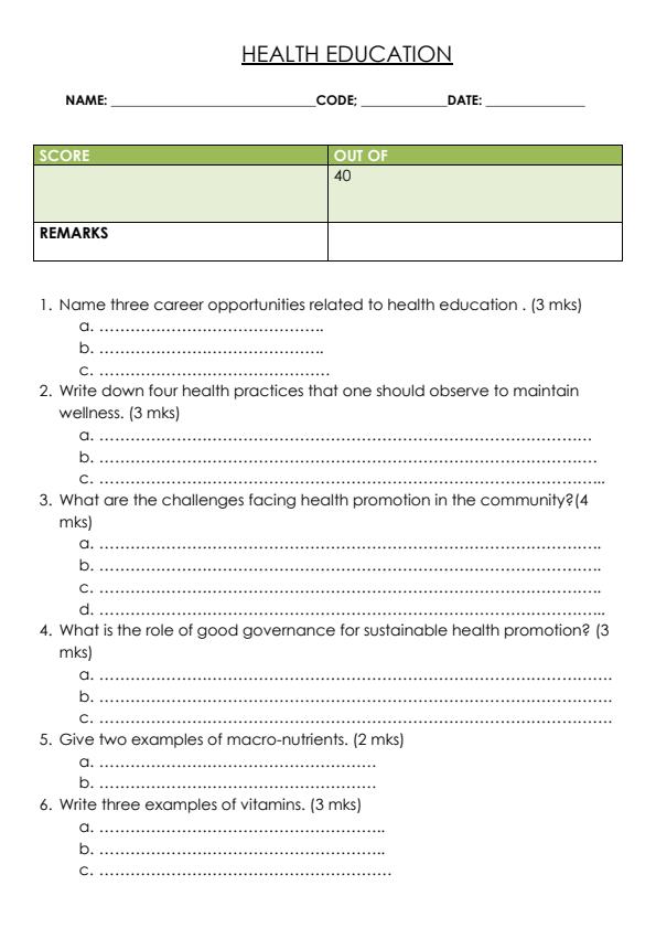 Preview page Grade-7-Health-Education-Term-1-Opener-Exam-2024_1961_0.jpg
