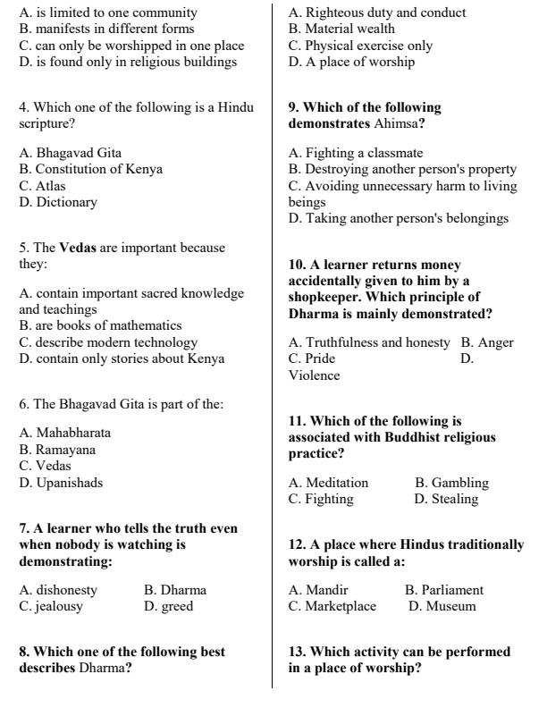 Preview page Grade-7-Hindu-Religious-Education-End-Term-3-Set-2-Exam-2026_7194_1.jpg