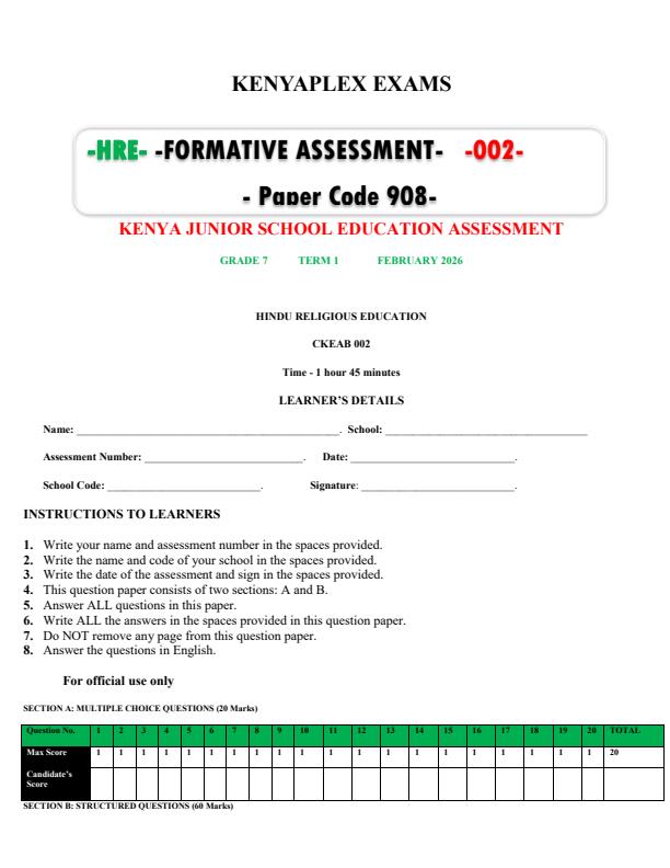 Preview page Grade-7-Hindu-Religious-Education-HRE-Mid-Term-1-Exam-2026_5069_0.jpg