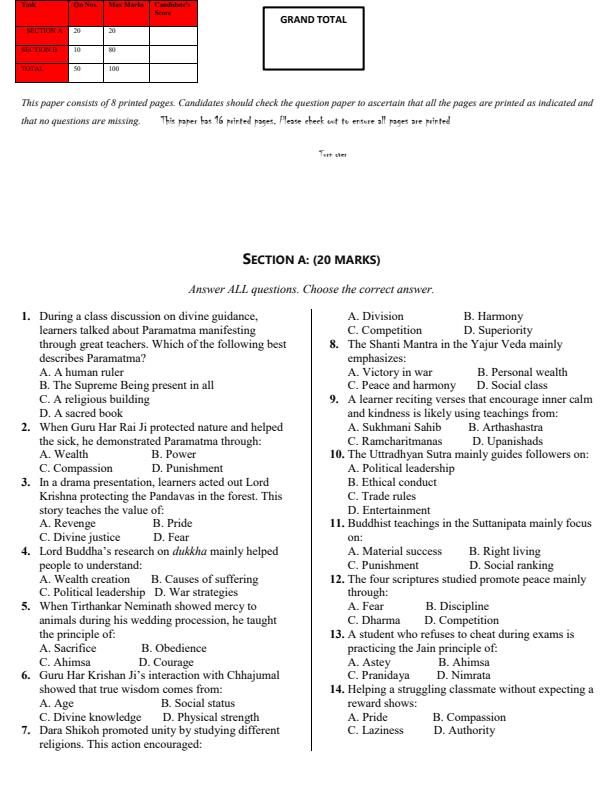 Preview page Grade-7-Hindu-Religious-Education-HRE-Mid-Term-1-Exam-2026_5069_1.jpg