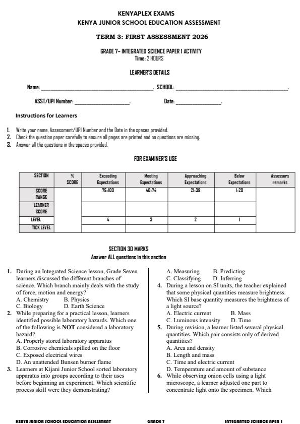 Preview page Grade-7-Integrated-Science-Paper-1-Activity-Term-3-Opener-Exam-2026_6507_0.jpg