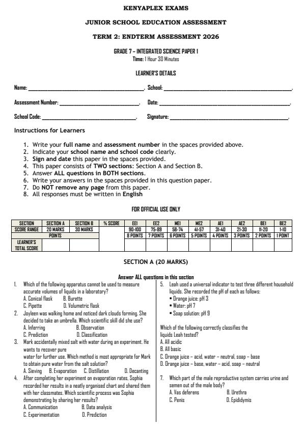 Preview page Grade-7-Integrated-Science-Paper-1-End-Term-2-Exam-2026_6088_0.jpg