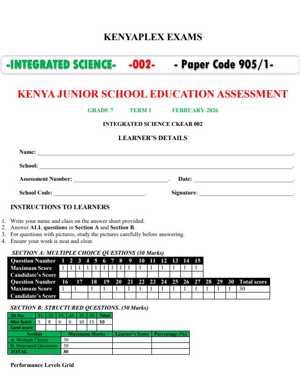 Preview page Grade-7-Integrated-Science-Paper-1-Mid-Term-1-Exam-2016_5070_0.jpg