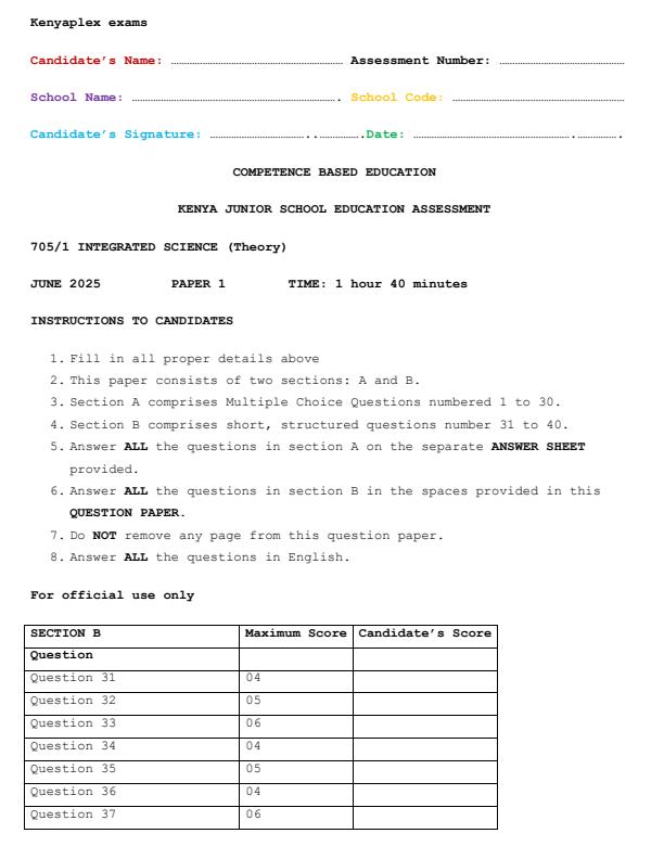 Preview page Grade-7-Integrated-Science-Paper-1-Mid-Term-2-Exam-2025_4154_0.jpg