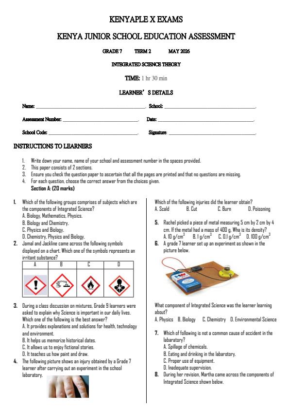 Preview page Grade-7-Integrated-Science-Paper-1-Term-2-Opener-Exam-2026_5600_0.jpg