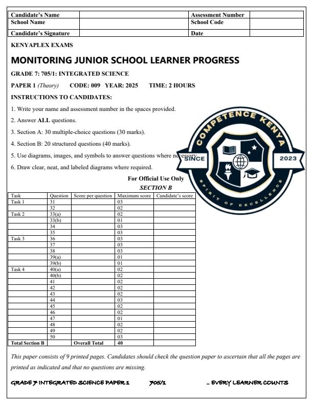 Preview page Grade-7-Integrated-Science-Paper-1-Term-3-Opener-Exam-2025_4535_0.jpg