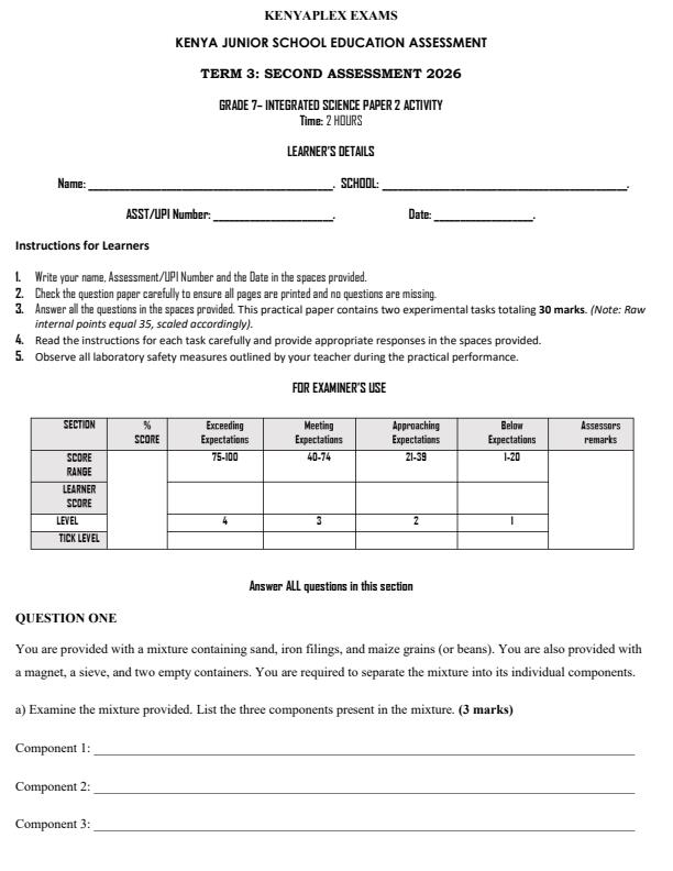 Preview page Grade-7-Integrated-Science-Paper-2-Activity-End-Term-3-Exam-2026_6781_0.jpg