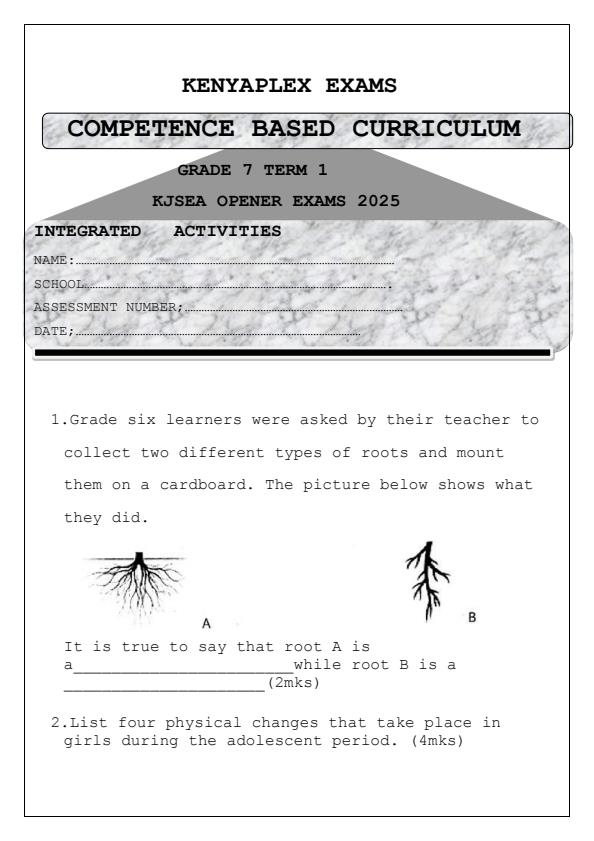 Preview page Grade-7-Integrated-Science-Term-1-Opener-Exam-2025_3453_0.jpg