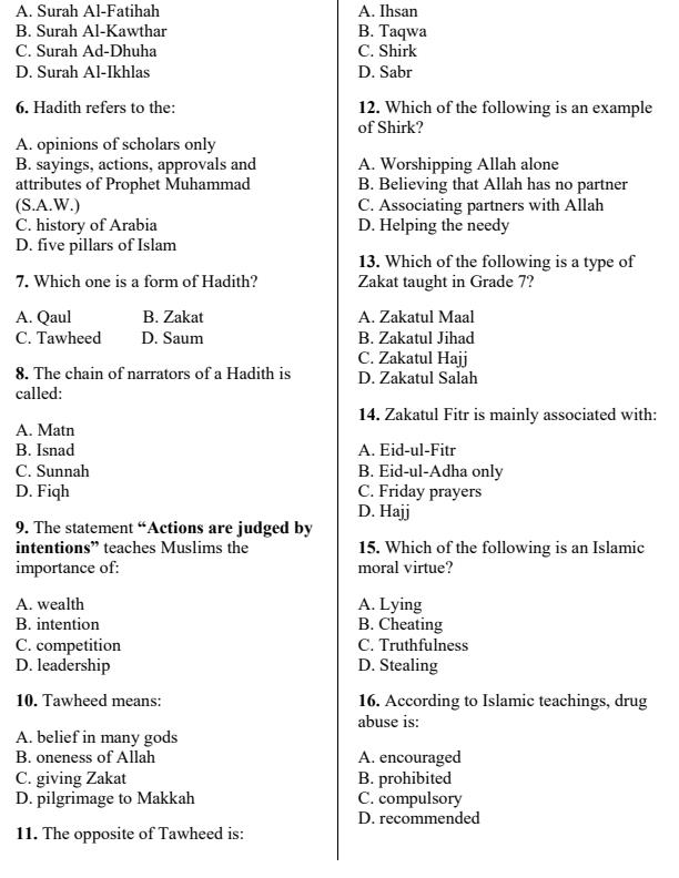 Preview page Grade-7-Islamic-Religious-Education-End-Term-3-Set-2-Exam-2026_7197_1.jpg
