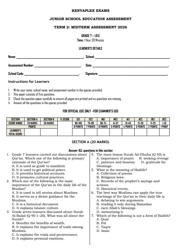 Preview page Grade-7-Islamic-Religious-Education-Mid-Term-2-Exam-2026_5871_0.jpg