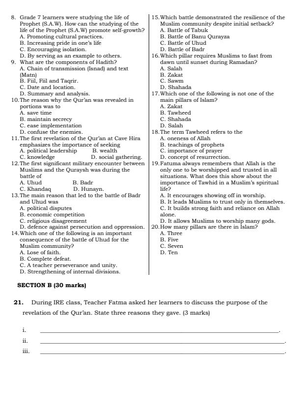 Preview page Grade-7-Islamic-Religious-Education-Mid-Term-2-Exam-2026_5871_1.jpg