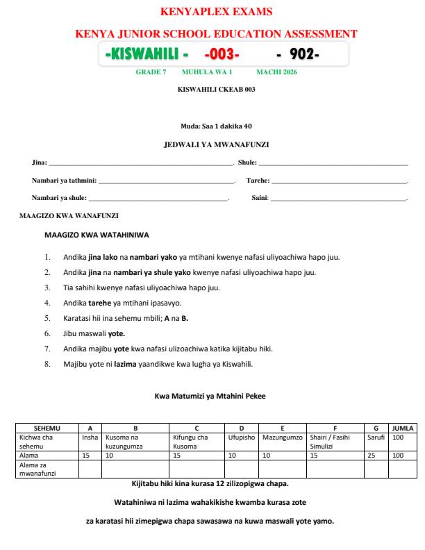 Preview page Grade-7-Kiswahili-End-Term-1-Exam-2026_5371_0.jpg
