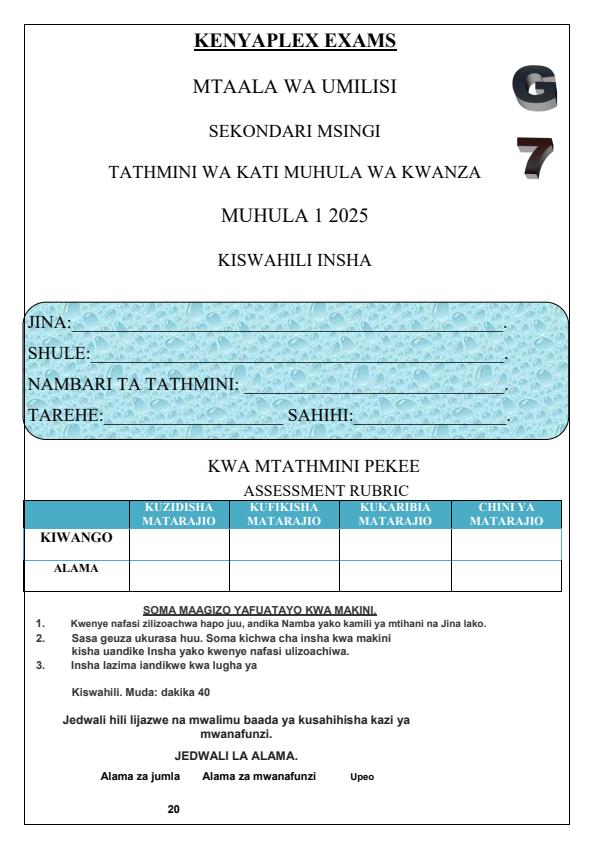 Preview page Grade-7-Kiswahili-Insha-Mid-Term-1-Exam-2025_3610_0.jpg