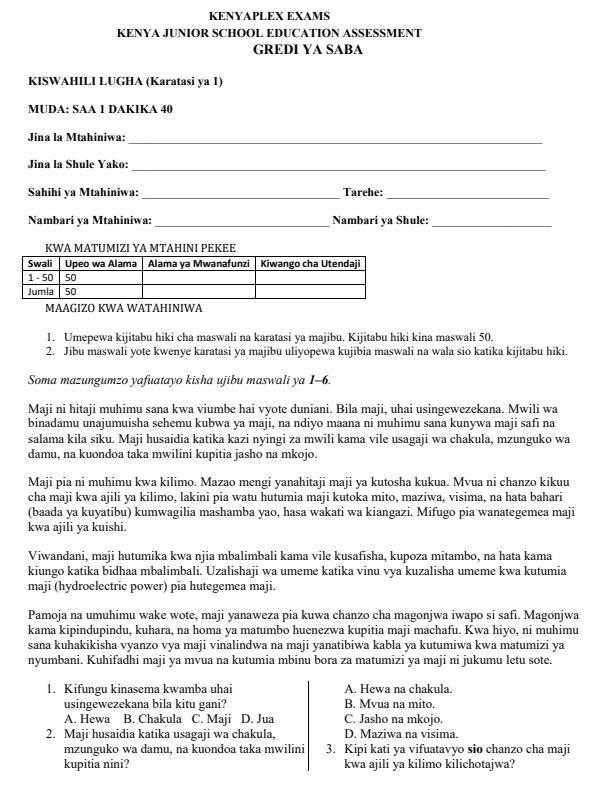Preview page Grade-7-Kiswahili-Paper-1-End-Term-3-Exam-2026_6783_0.jpg