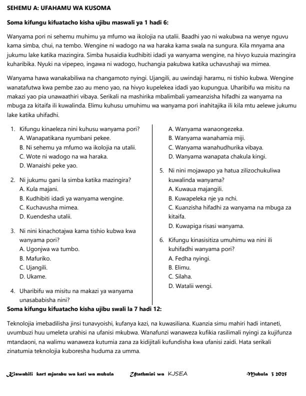 Preview page Grade-7-Kiswahili-Paper-1-Mid-Term-3-Exam-2025_4664_1.jpg