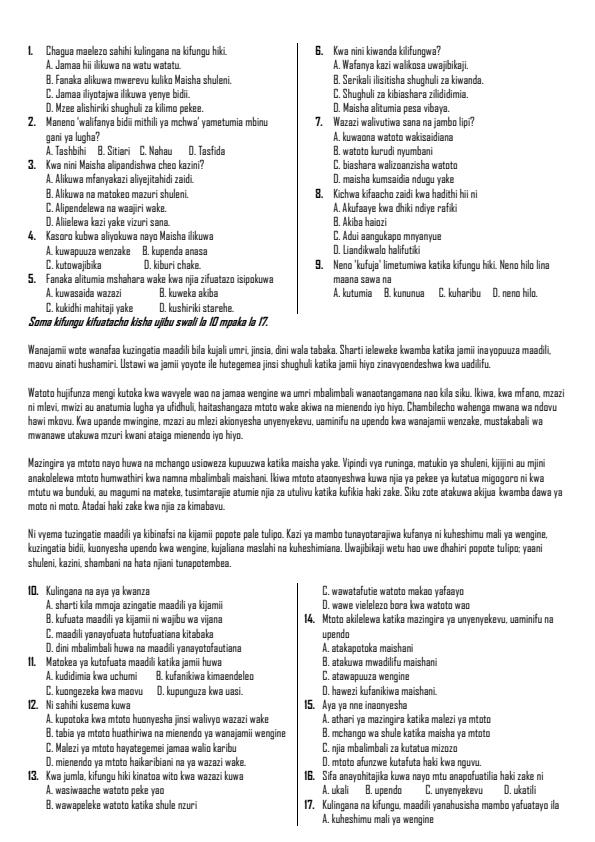 Preview page Grade-7-Kiswahili-Paper-1-Term-2-Opener-Exam-2026_5688_1.jpg