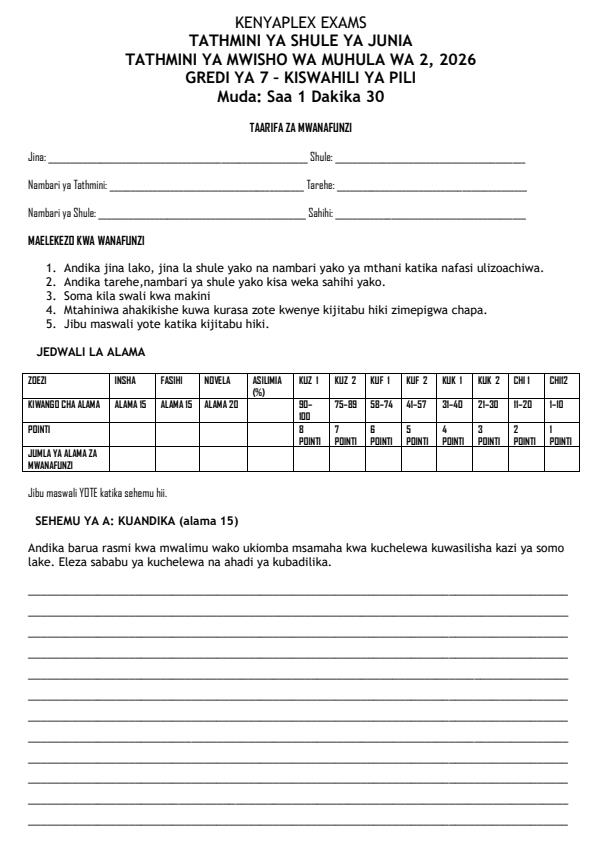 Preview page Grade-7-Kiswahili-Paper-2-End-Term-2-Exam-2026_6091_0.jpg