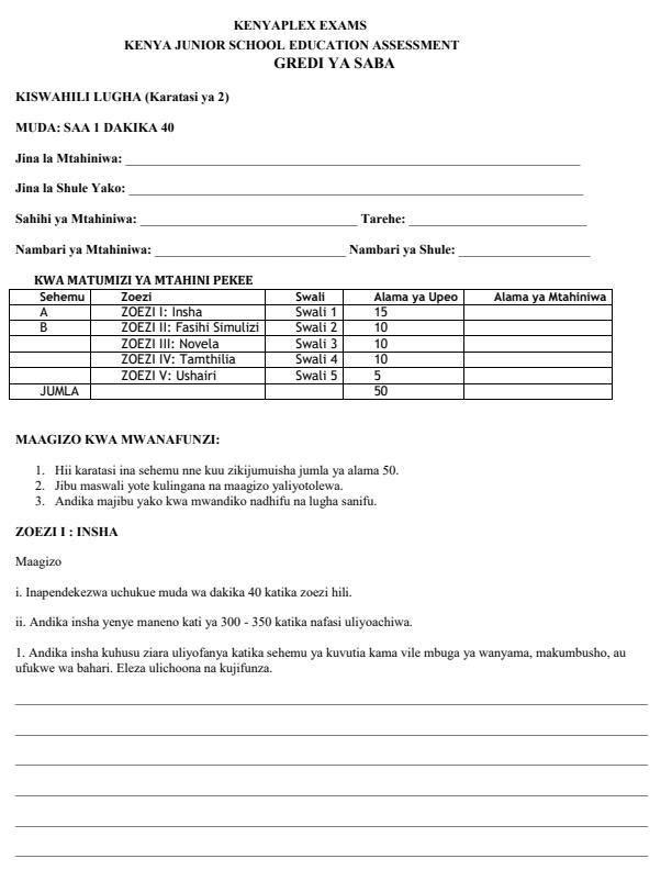 Preview page Grade-7-Kiswahili-Paper-2-End-Term-3-Exam-2026_6784_0.jpg