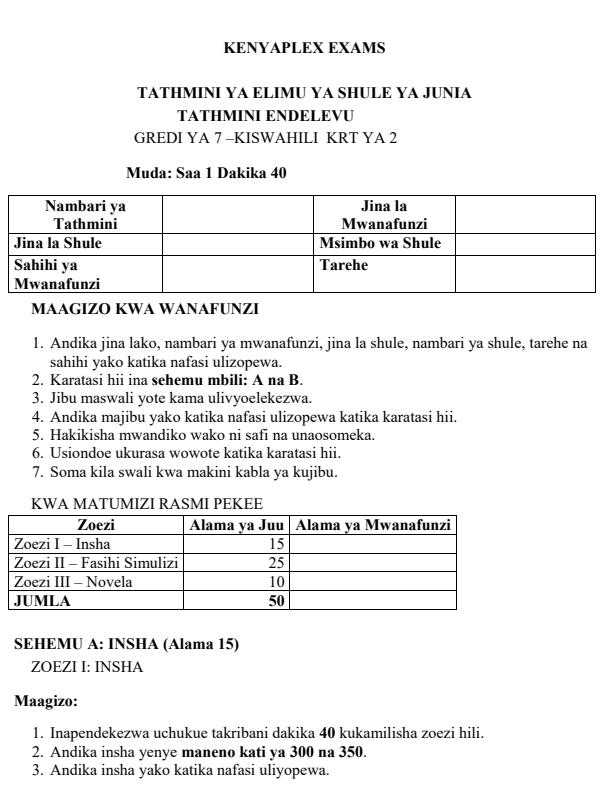 Preview page Grade-7-Kiswahili-Paper-2-End-Term-3-Set-2-Exam-2026_7199_0.jpg
