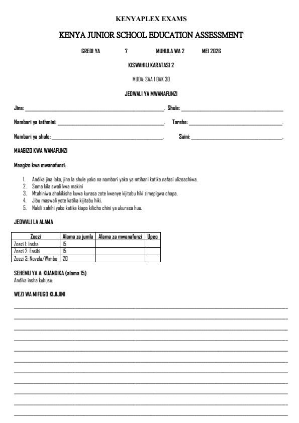 Preview page Grade-7-Kiswahili-Paper-2-Term-2-OPener-Exam-2026_5603_0.jpg