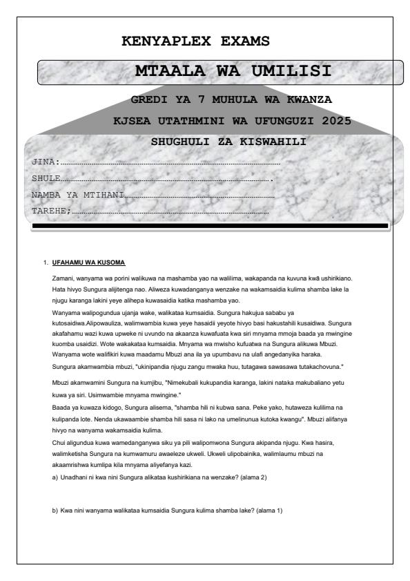 Preview page Grade-7-Kiswahili-Term-1-Opener-Exam-2025_3454_0.jpg