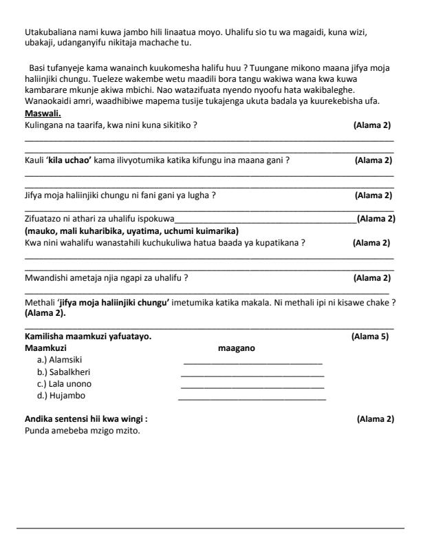 Preview page Grade-7-Kiswahili-Term-2-Opener-Exam-2024_2404_2.jpg