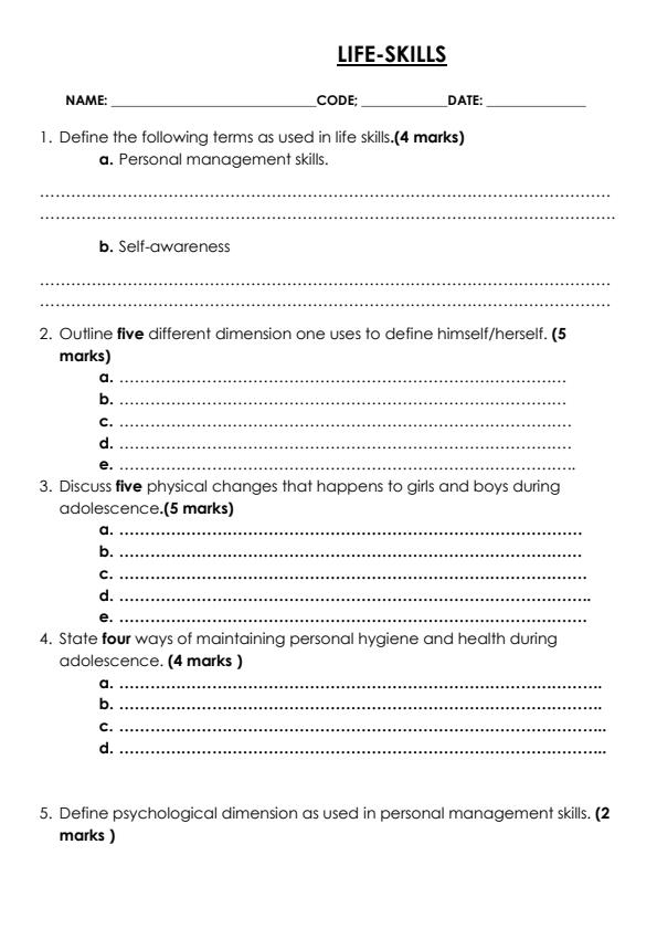 Preview page Grade-7-Life-skills-Term-1-Opener-Exam-2024_1968_0.jpg
