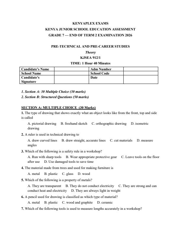 Preview page Grade-7-Pre--Technical-Studies-July-Assessment-Examination-2026_6331_0.jpg