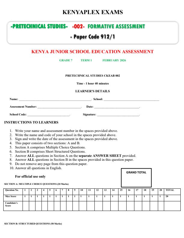 Preview page Grade-7-Pre-Technical-Studies-Mid-Term-1-Exam-2026_5076_0.jpg