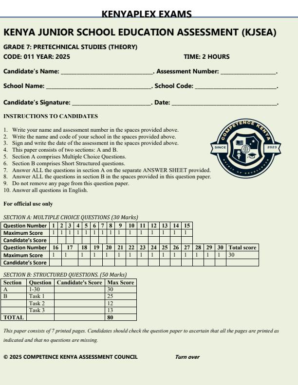 Preview page Grade-7-Pre-Technical-Studies-Paper-1-Mid-Term-3-Exam-2025_4667_0.jpg