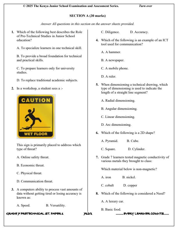 Preview page Grade-7-Pre-Technical-Studies-Paper-1-Term-3-Opener-Exam-2025_4541_1.jpg