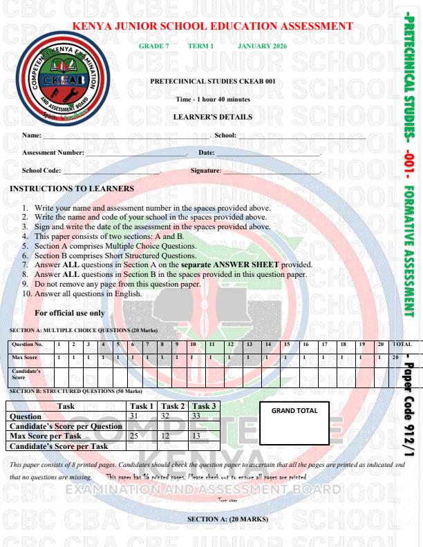 Preview page Grade-7-Pretechnical-Studies-Opener-Exam-Term-1-2026_4982_0.jpg