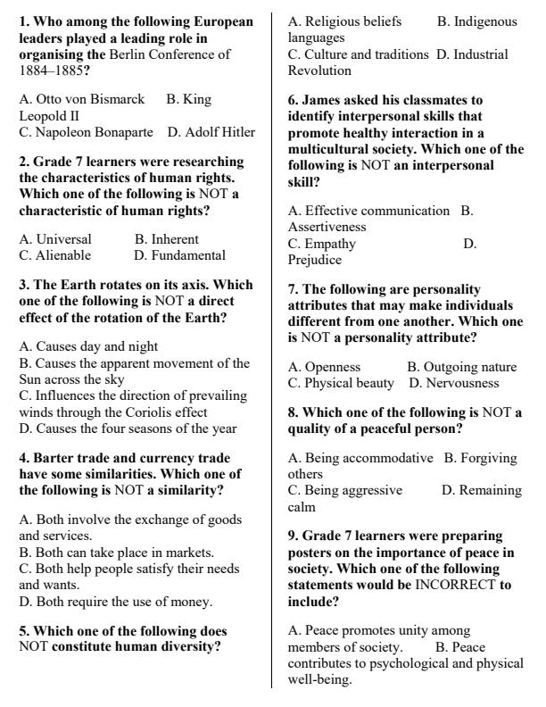 Preview page Grade-7-Social-Studies-End-Term-3-Set-2-Exam-2026_7203_1.jpg