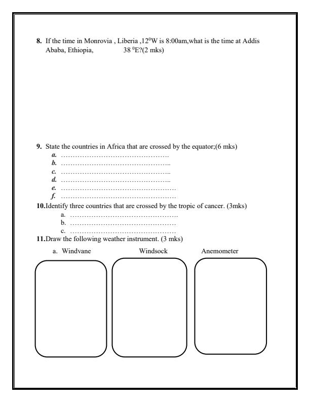 Grade 7 Social Studies Mid Term 1 Exam 2024 Set 1 2095