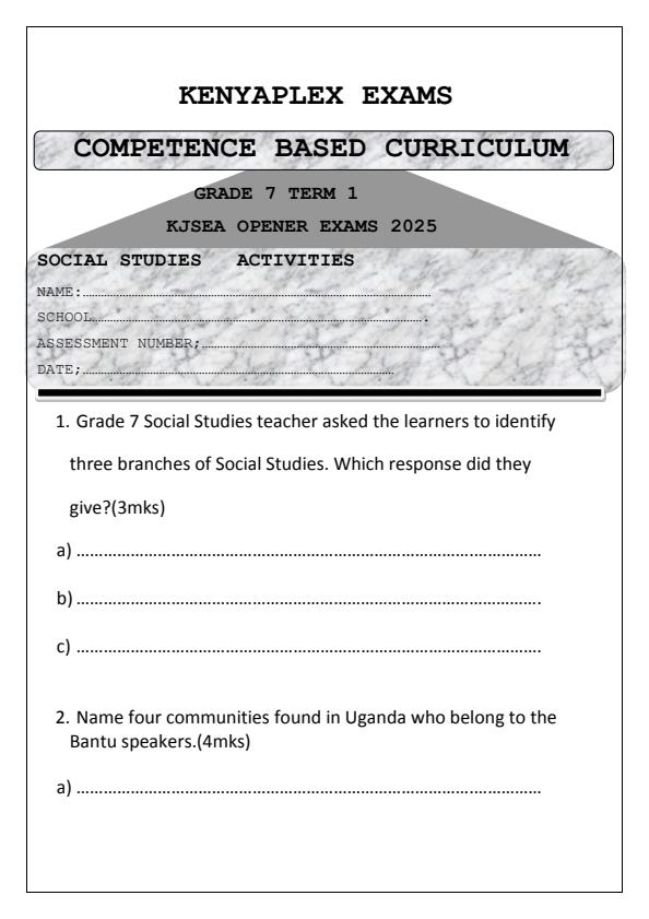 Preview page Grade-7-Social-Studies-Term-1-Opener-Exam-2025_3459_0.jpg