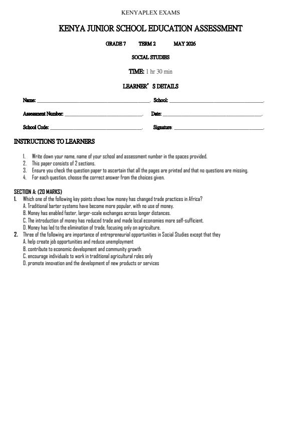 Preview page Grade-7-Social-Studies-Term-2-Opener-Exam-2026_5607_0.jpg