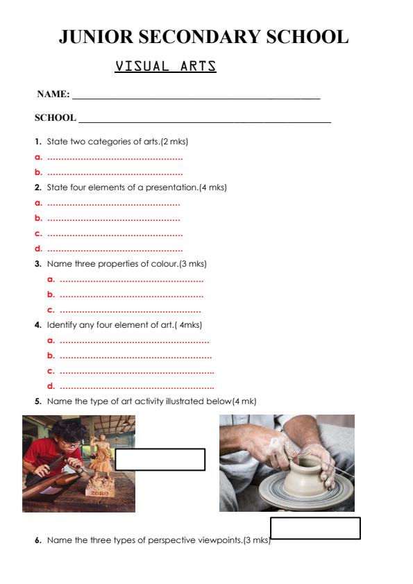 Preview page Grade-7-Visual-Arts-Term-1-Opener-Exam-2024_1976_0.jpg