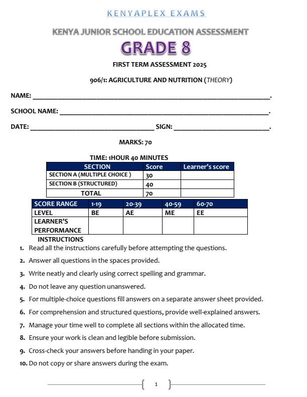 Preview page Grade-8-Agriculture-and-Nutrition-End-of-Term-1-Examination-2025_3829_0.jpg