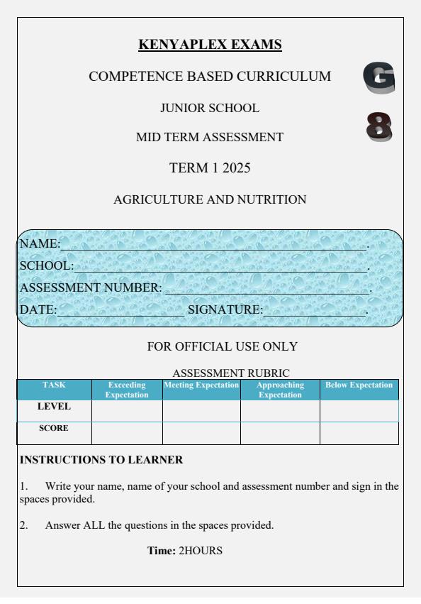 Preview page Grade-8-Agriculture-and-Nutrition-Mid-Term-1-Exam-2025_3618_0.jpg
