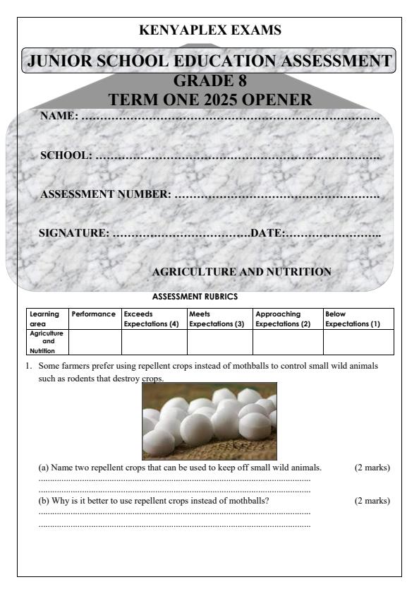 Preview page Grade-8-Agriculture-and-Nutrition-Term-1-Opener-Exam-2025_3460_0.jpg