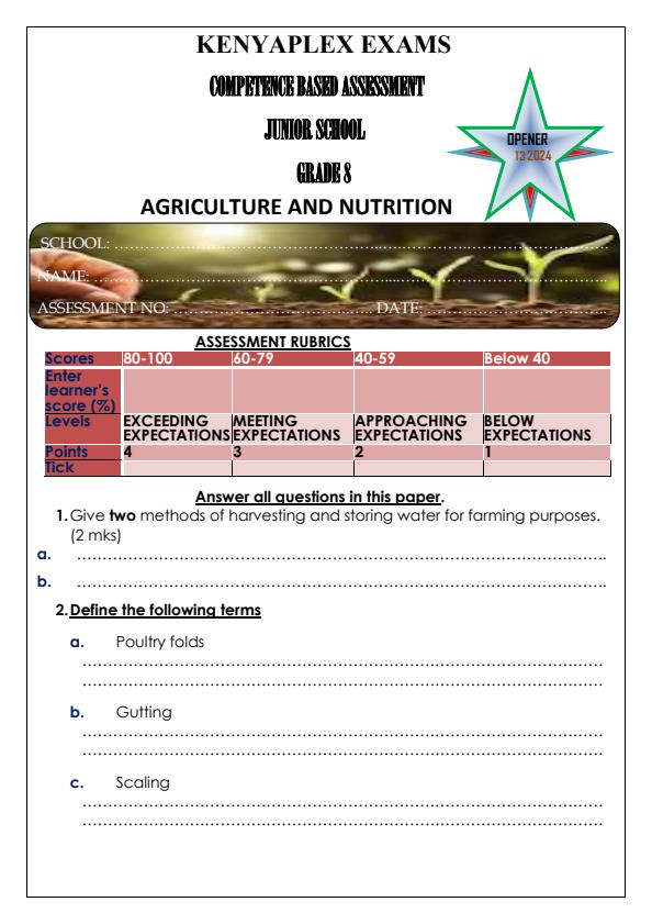 Preview page Grade-8-Agriculture-and-Nutrition-Term-3-Opener-Exam-2024_2906_0.jpg