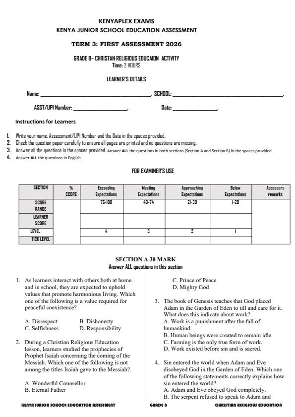 Preview page Grade-8-CRE-Activity-Term-3-Opener-Exam-2026_6541_0.jpg