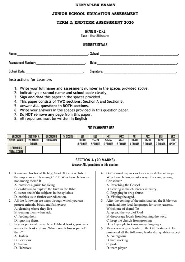 Preview page Grade-8-CRE-End-Term-2-Exam-2026_6097_0.jpg