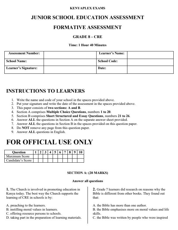 Preview page Grade-8-CRE-End-Term-3-Set-2-Exam-2026_7183_0.jpg