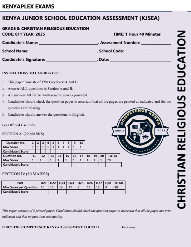 Preview page Grade-8-CRE-End-of-Term-3-Exam-2025_4841_0.jpg